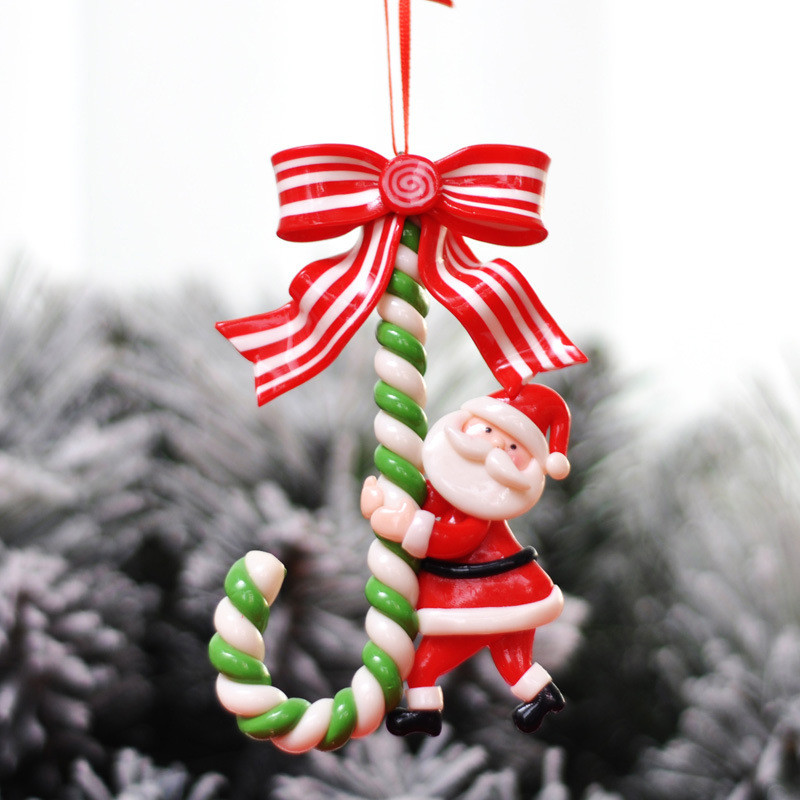 Snowman Cane Hanging Pendant Christmas Soft Pottery Santa Claus Xmas Tree Ornaments New Years Navid 8