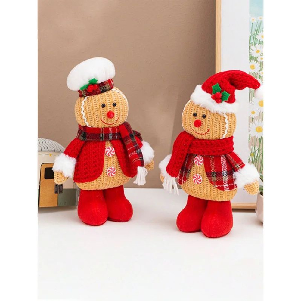 Christmas Gingerbread Doll Cute Gingerbread Man Design Toy Stuffed Pillow Decoration Festive Holida 2