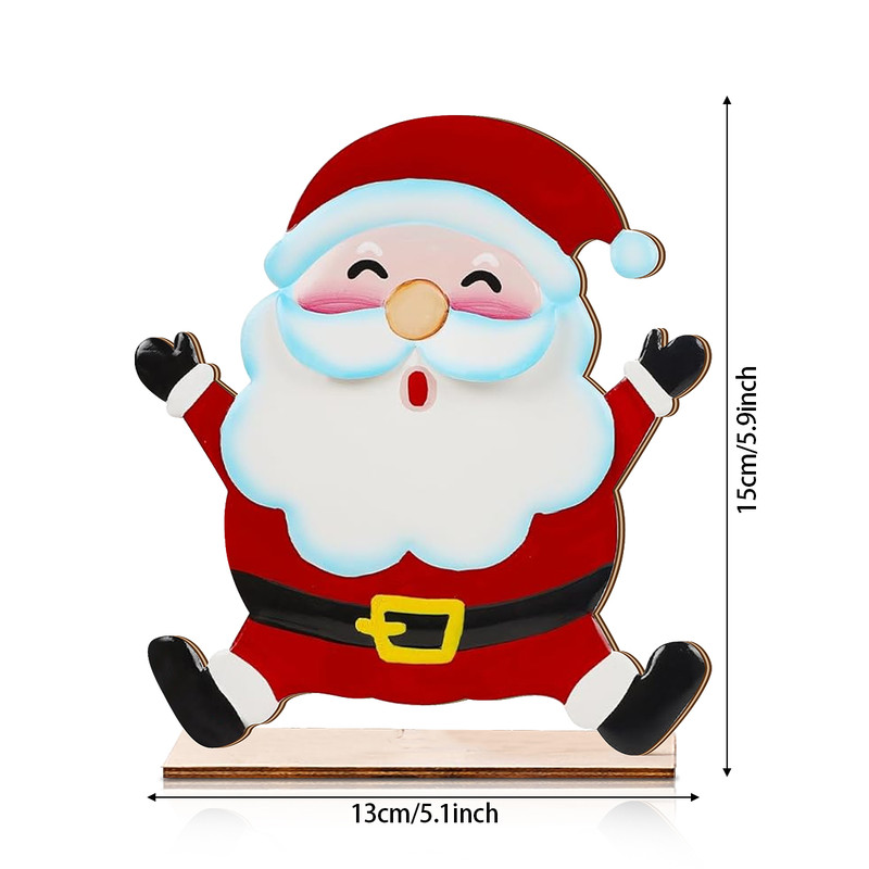 Festive Wooden Santa Claus Christmas Decor Ornament For Home Office Tree 4