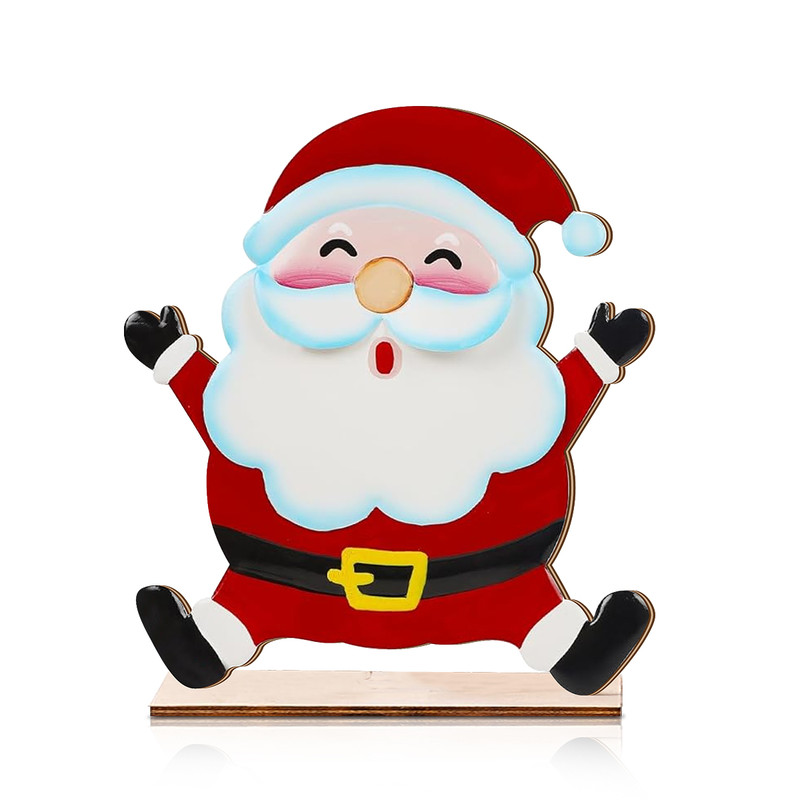 Festive Wooden Santa Claus Christmas Decor Ornament For Home Office Tree 3