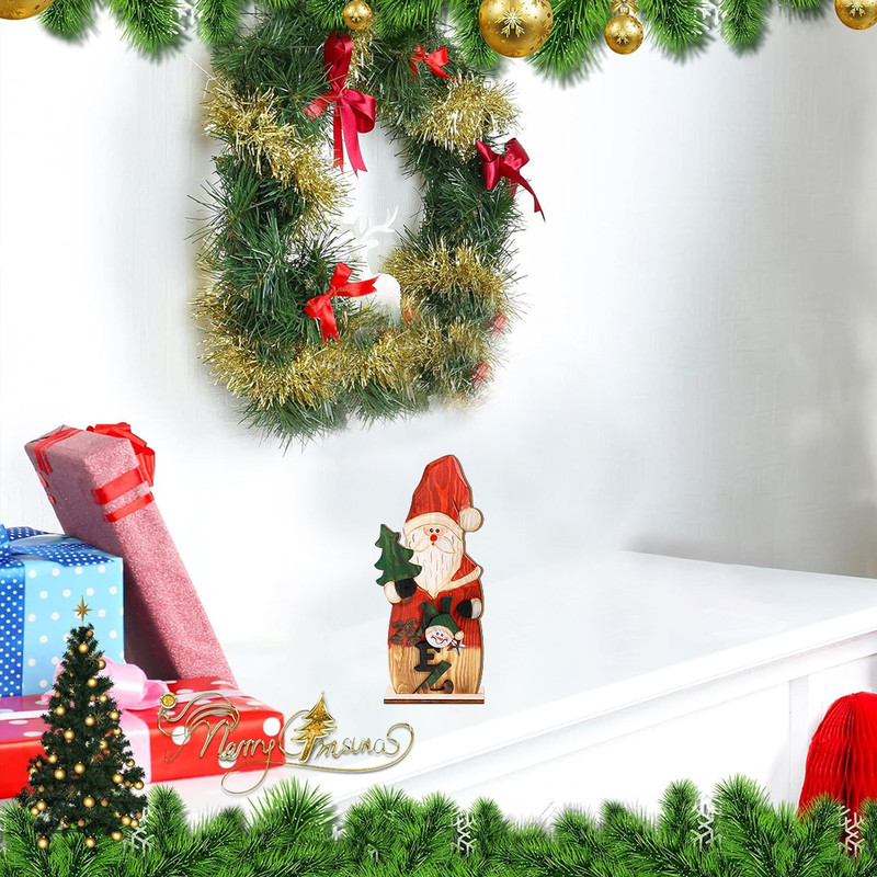 Hand Painted Wooden Santa Claus Ornament, Christmas Tree, Elf Design, Festive Home Decoration