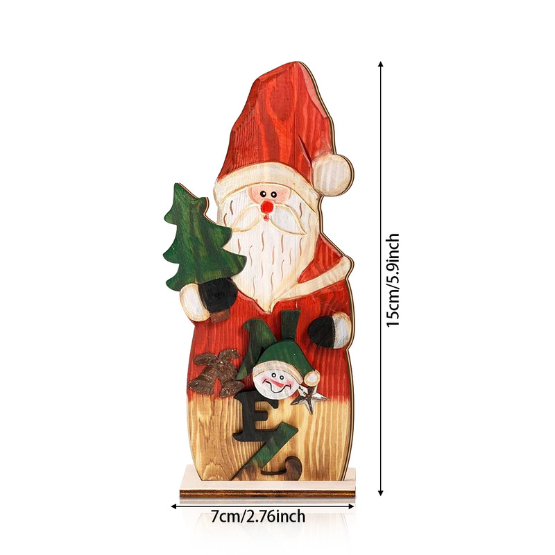 Hand Painted Wooden Santa Claus Ornament, Christmas Tree, Elf Design, Festive Home Decoration