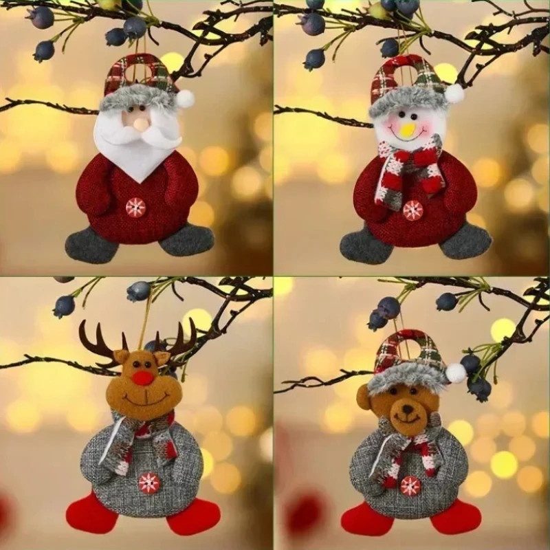 Christmas Tree Decorations, Plush Hanging Ornaments, Snowman Reindeer Bear, Kids Room Window Pendants, Holiday Party
