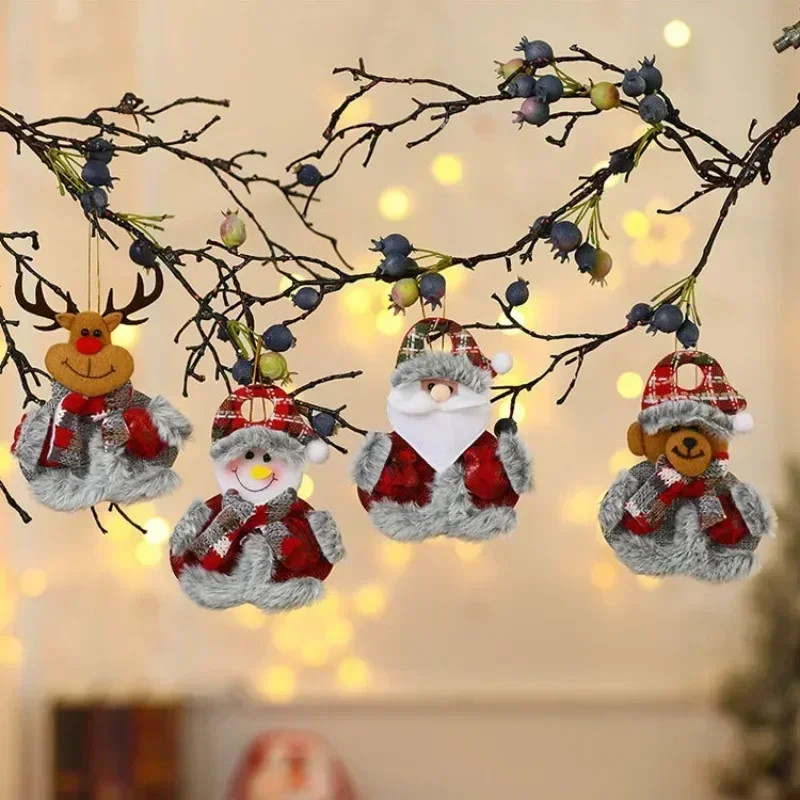 Christmas Tree Decorations, Plush Hanging Ornaments, Snowman Reindeer Bear, Kids Room Window Pendants, Holiday Party