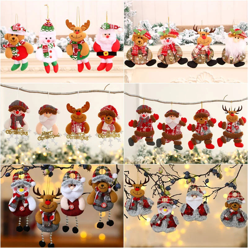 Christmas Tree Decorations, Plush Hanging Ornaments, Snowman Reindeer Bear, Kids Room Window Pendants, Holiday Party