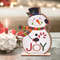 Festive Wooden Snowman Ornament, JOY Christmas Decoration, Holiday Tabletop Decor, Winter Home Accent