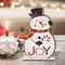 Festive Wooden Snowman Ornament, JOY Christmas Decoration, Holiday Tabletop Decor, Winter Home Accent