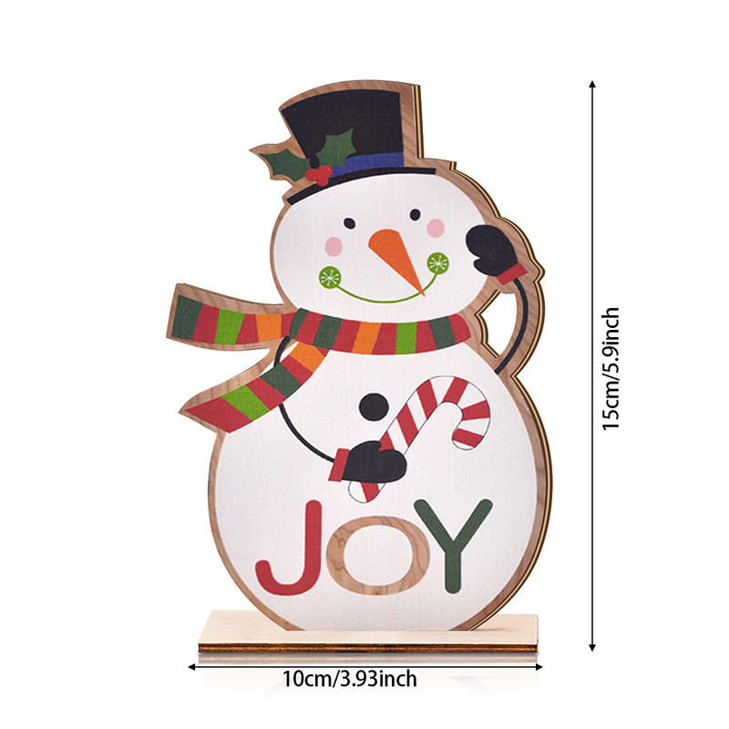 Festive Wooden Snowman Ornament, JOY Christmas Decoration, Holiday Tabletop Decor, Winter Home Accent