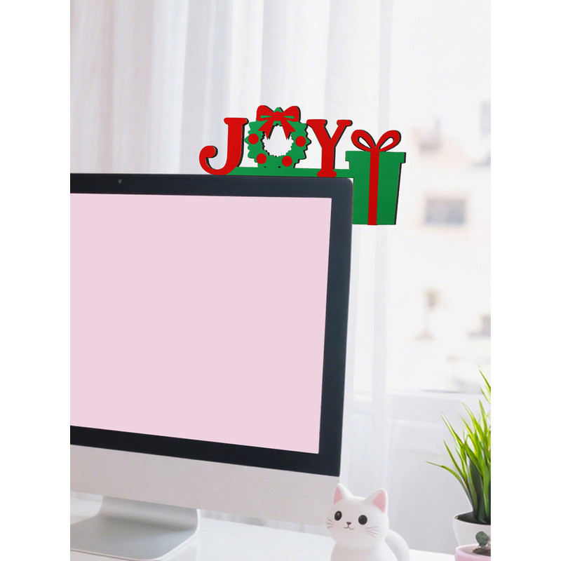 Christmas JOY Door Topper Decor Festive Hanging Ornament For Home Door Office Red And Green Wreath 2