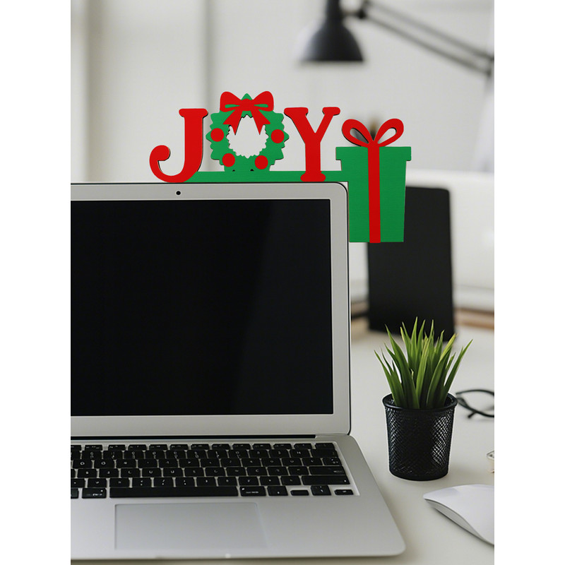 Christmas JOY Door Topper Decor Festive Hanging Ornament For Home Door Office Red And Green Wreath 3
