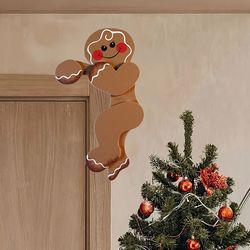 christmas gingerbread man wall stickers, removable festive party decoration, home decor for bedroom, living room