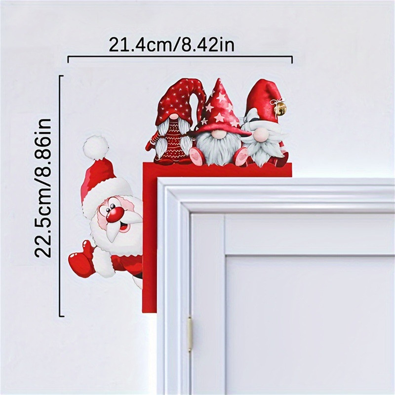 Wooden Door Corner Santa Claus Elk New Santa Claus Door Frame Decoration Holiday Door Decorations I 4