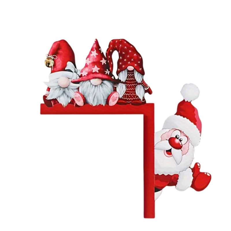 Wooden Door Corner Santa Claus Elk New Santa Claus Door Frame Decoration Holiday Door Decorations I 5