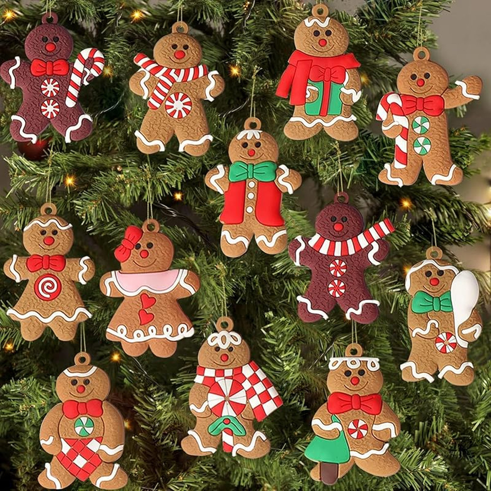 Assorted Gingerbread Figurines Ornaments Christmas Tree Hanging Decorations Gingerbread Man Ornamen 5
