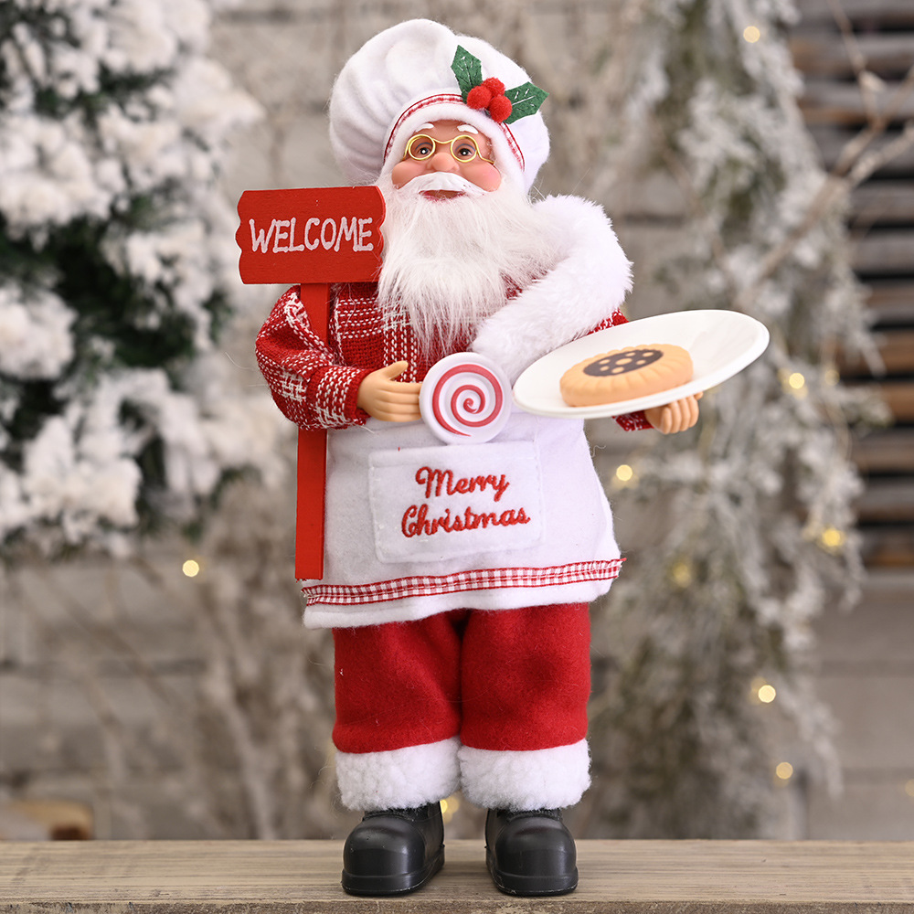 Merry Christmas Decorations For Home Christmas Standing Chef Santa Claus Xmas Ornaments Navidad Par 2