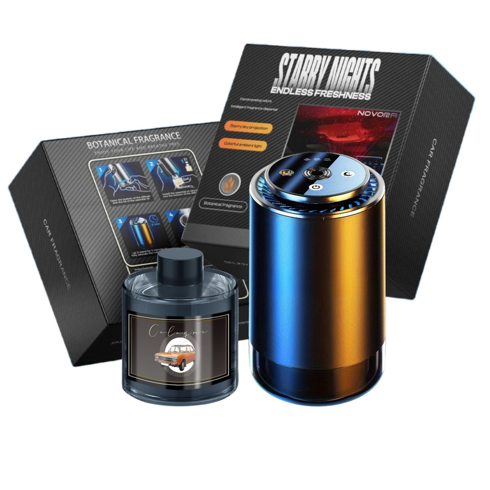 Auto Scent Air Freshener Smart Car Diffuser With Starry Light Refill Waterless 5