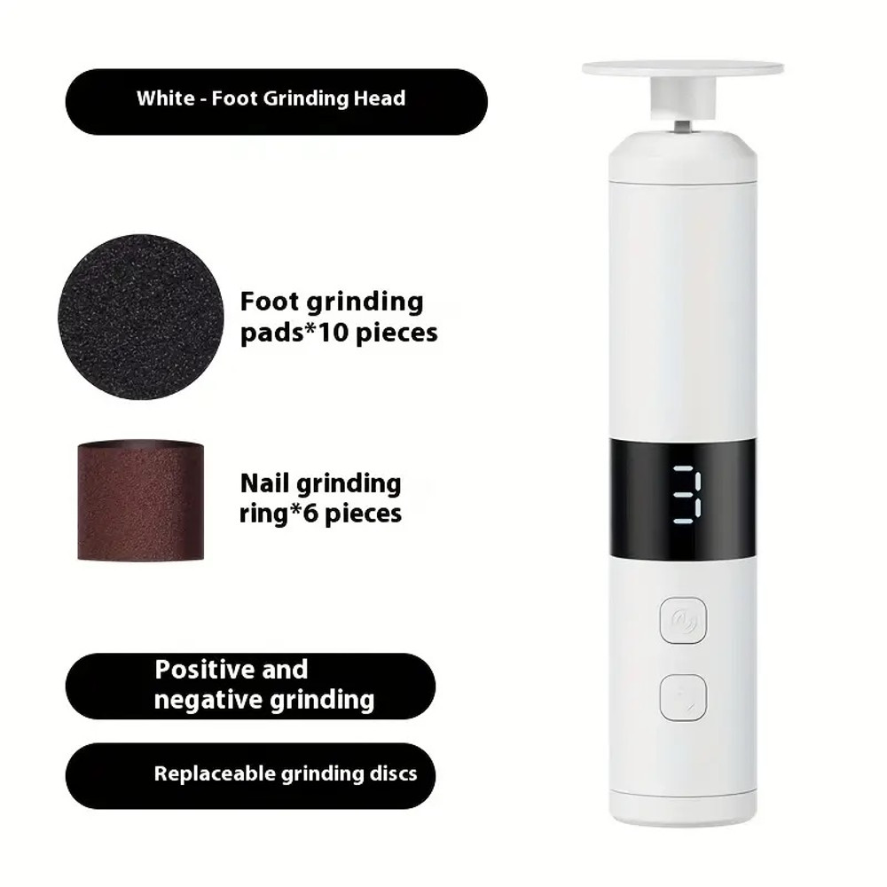 LCD display screen care tool, interchangeable heads set fast charging device with 3-speed adjustment for hand foot care