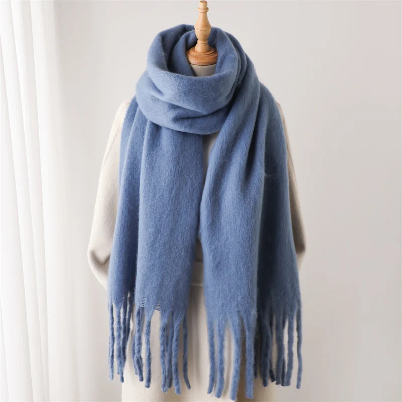 Cashmere Winter Scarf For Women Soft Thick Blanket Shawl With Tassels 10