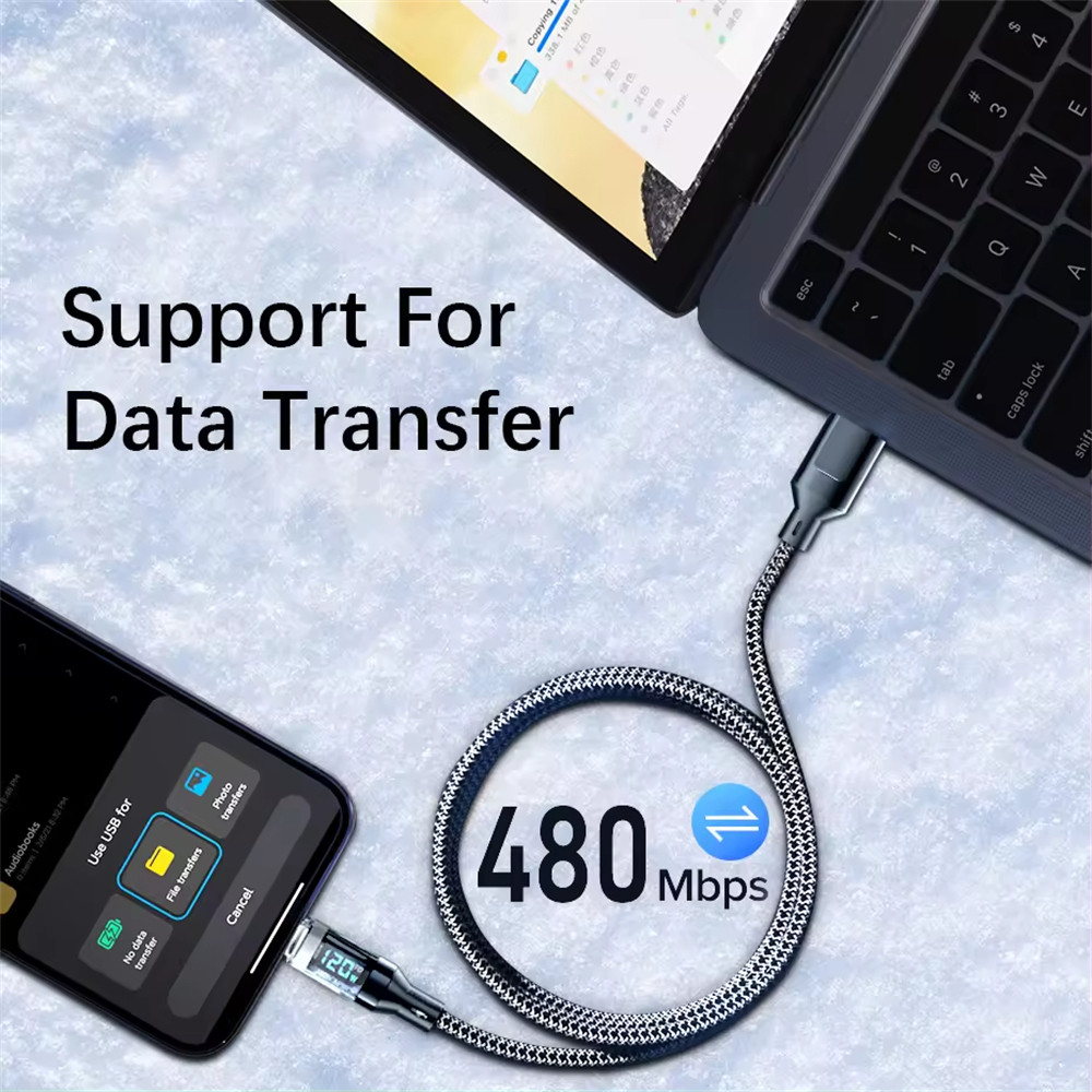 Super Fast Charging Cable With LED Display Type C To Type C Cable Phone USB To Type C Data Cord 3