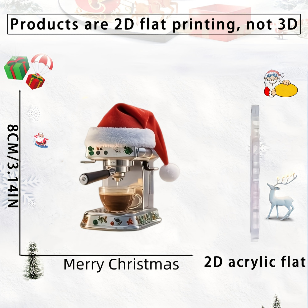 Holiday Coffee Machine Charm Acrylic Christmas Coffee Decoration Adorable Xmas Tree Pendant For Hol 5