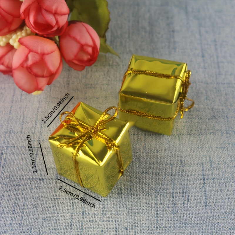 Mini Christmas Ornaments, Colorful 3D Gift Boxes, Party Supplies