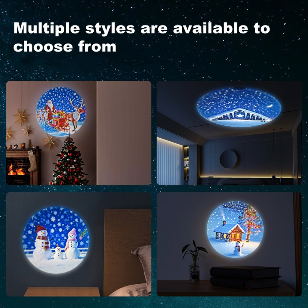 LED Projector Lamp for Room, USB Projector Light Christmas Elk, Santa Claus Night Light Switchable Pattern Decor
