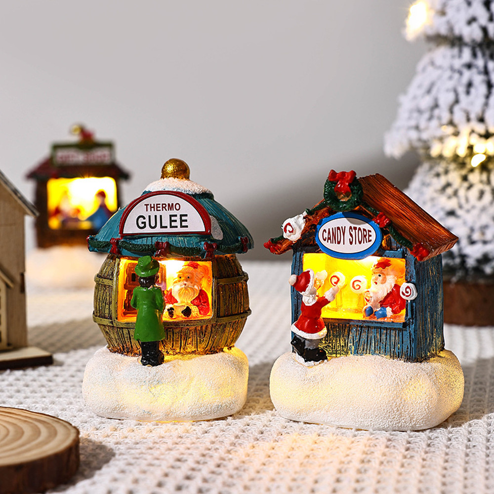 Resin LED Micro-Landscape Santa Claus, Christmas Desktop Decoration, Newest Christmas Gift Home Decoration, House Craft
