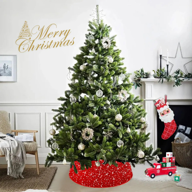 Decorative Holiday Home Decor, Artificial Christmas Tree Skirt, Pine Tree Ring Base Cover