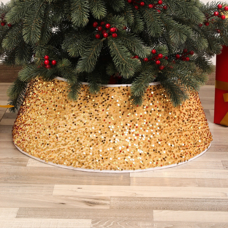 Decorative Holiday Home Decor, Artificial Christmas Tree Skirt, Pine Tree Ring Base Cover