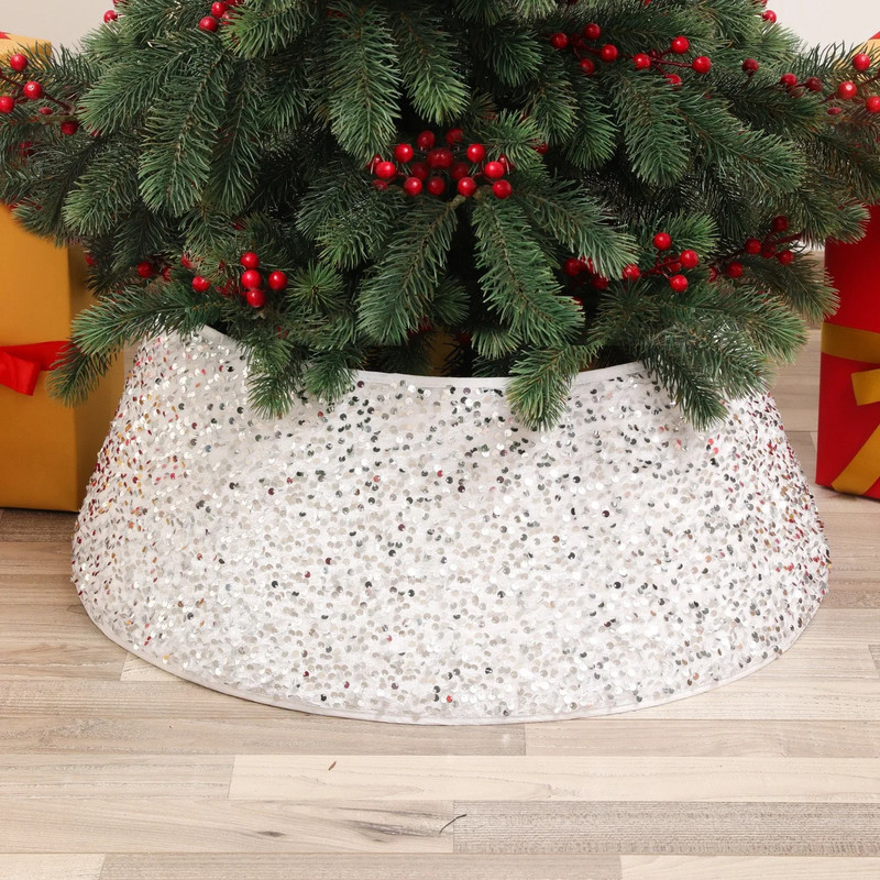 Decorative Holiday Home Decor, Artificial Christmas Tree Skirt, Pine Tree Ring Base Cover