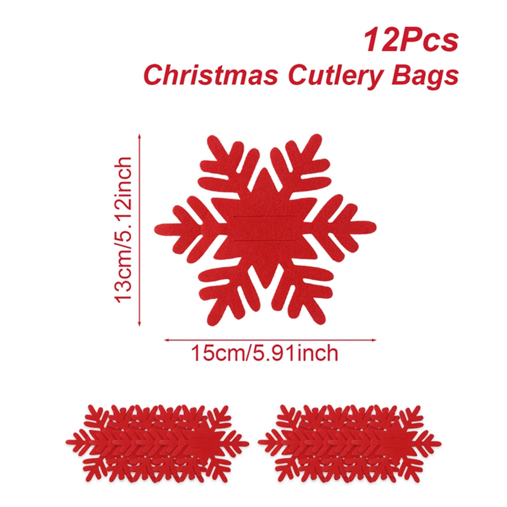 Snowflake Design Christmas Felt Cutlery Holders, Merry Christmas Decoration for Home