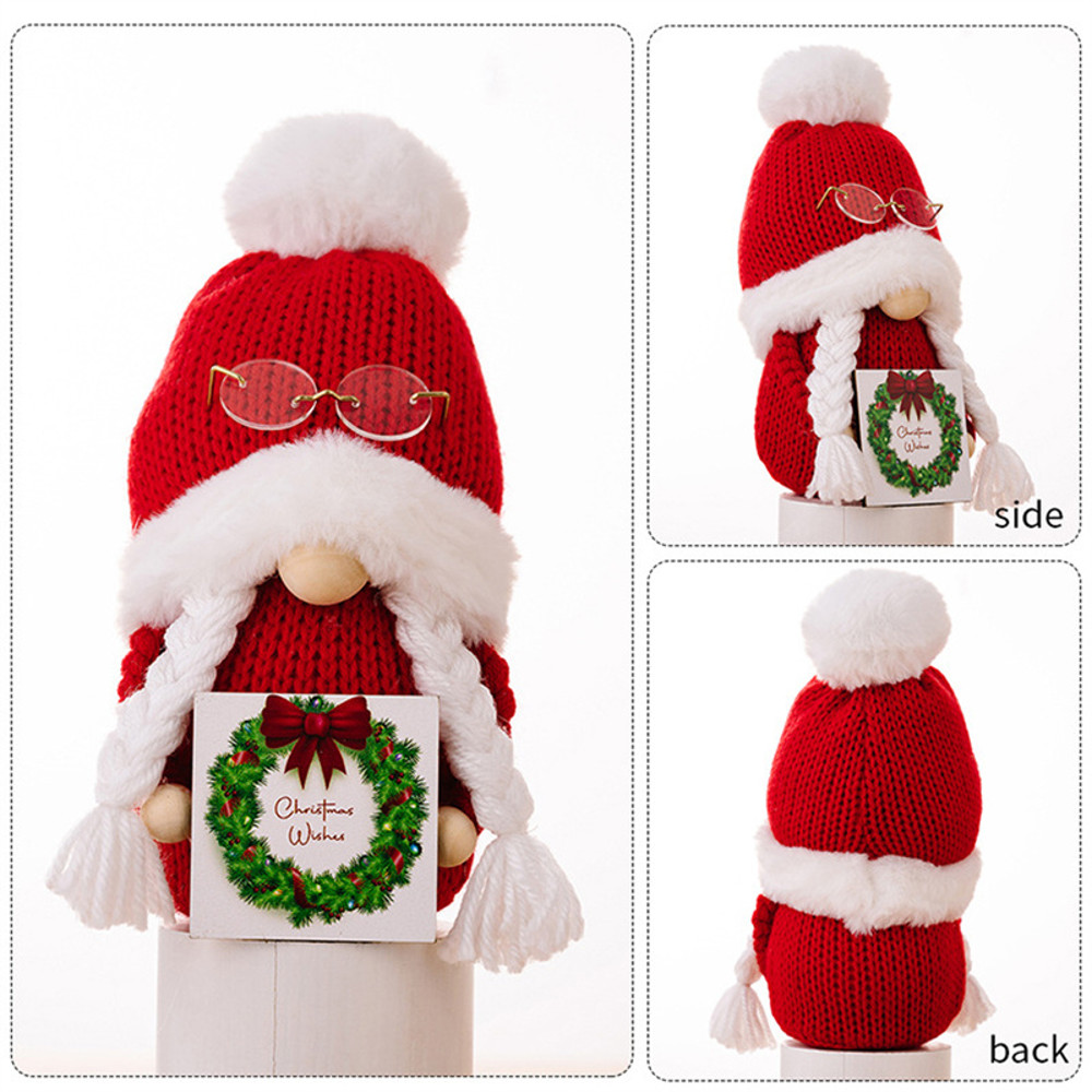 Christmas Decor New Red Cute Gnome Doll With Knitted Hat Faceless Dwarf Xmas Ornament For Boys And 4