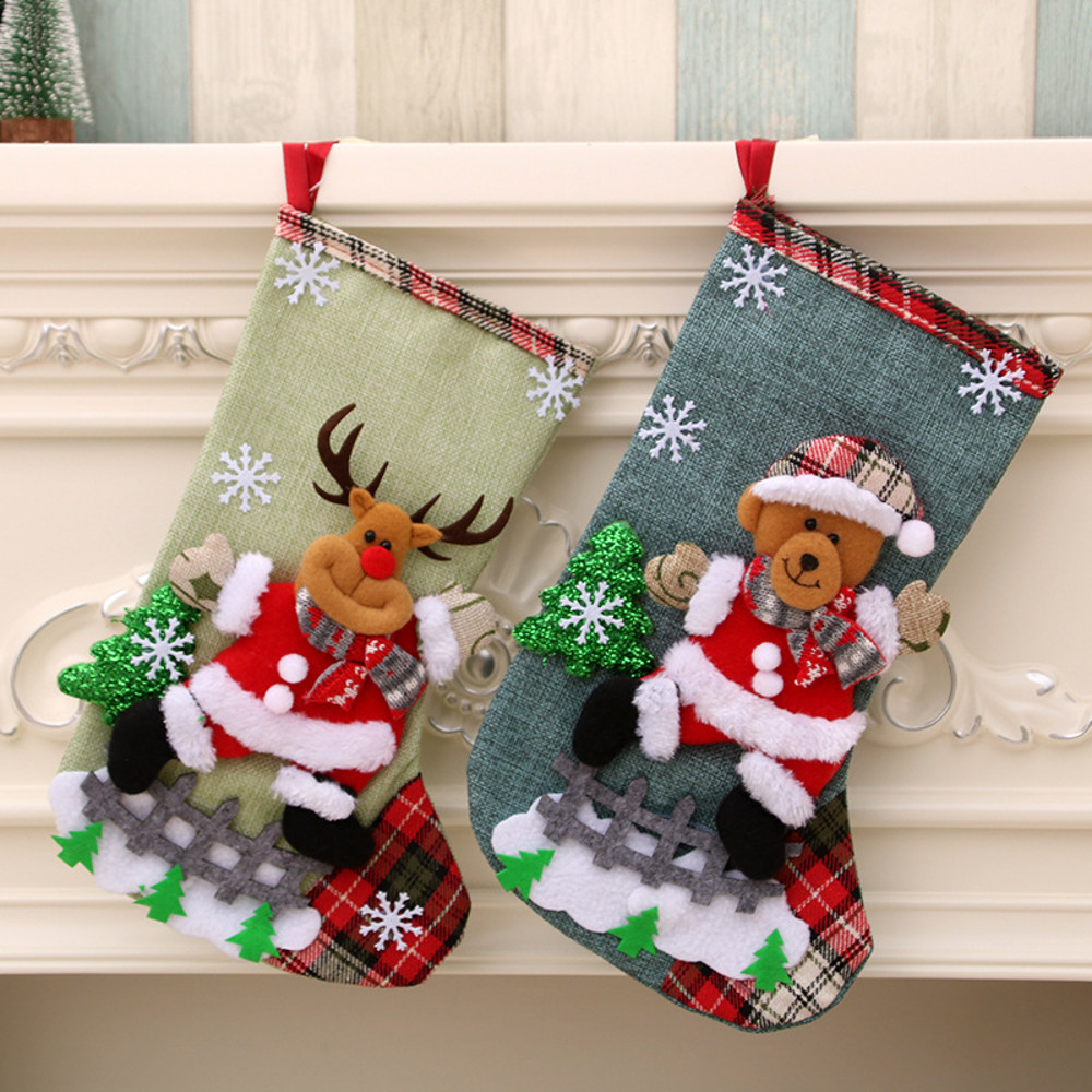 Children Christmas Socks Ornaments Pendant New Year Candy Bag Tree Jewelry Gift 1