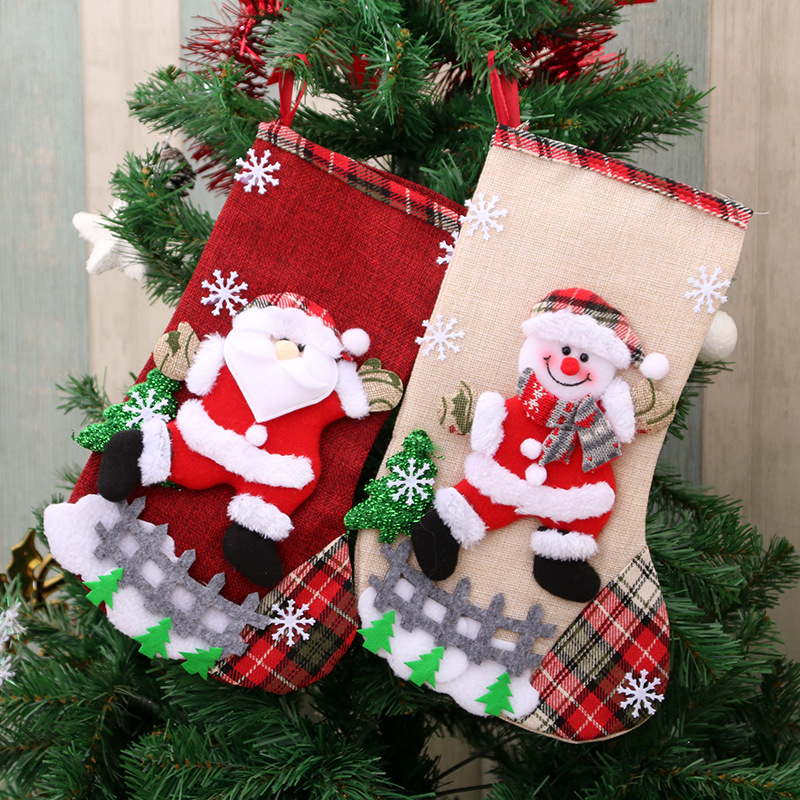 Children Christmas Socks Ornaments Pendant New Year Candy Bag Tree Jewelry Gift 2