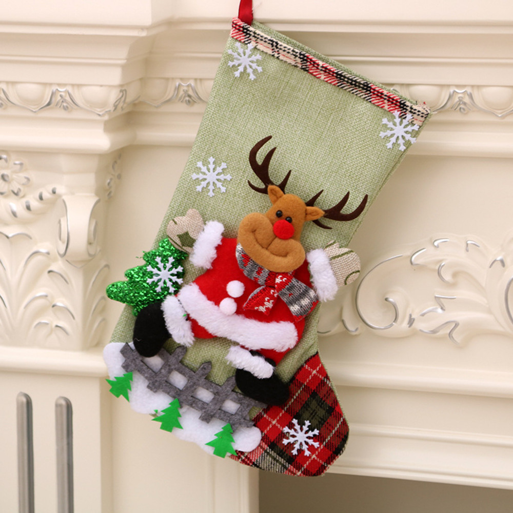 Children Christmas Socks Ornaments Pendant New Year Candy Bag Tree Jewelry Gift 7