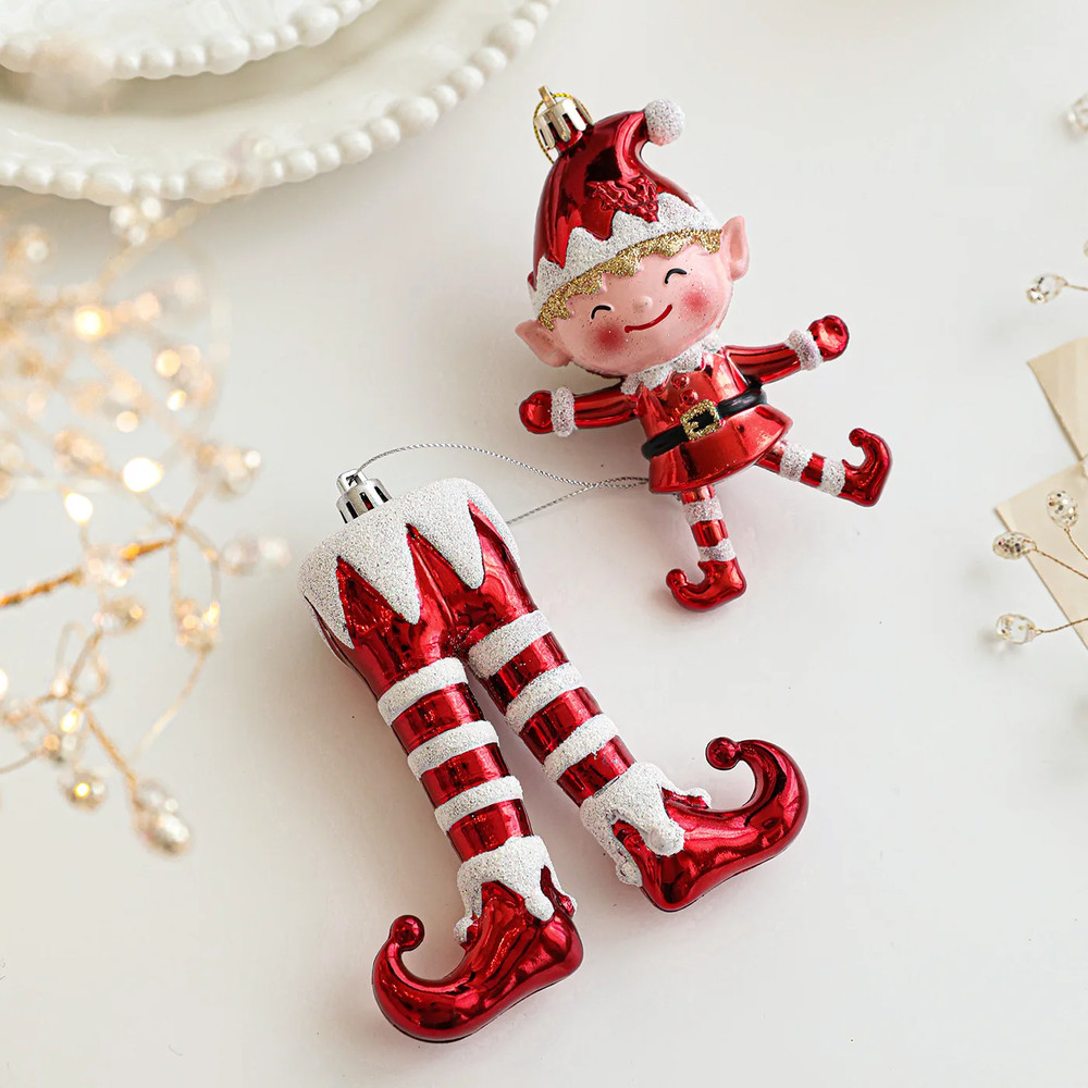 Christmas Tree Pendant, Red White Cartoon Christmas Pendant, DIY Vertical Pendant for Family Holiday Decoration