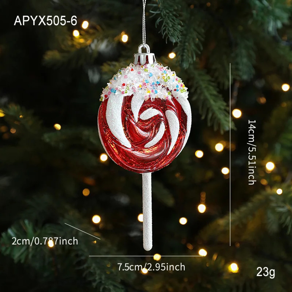 Christmas Tree Pendant, Red White Cartoon Christmas Pendant, DIY Vertical Pendant for Family Holiday Decoration