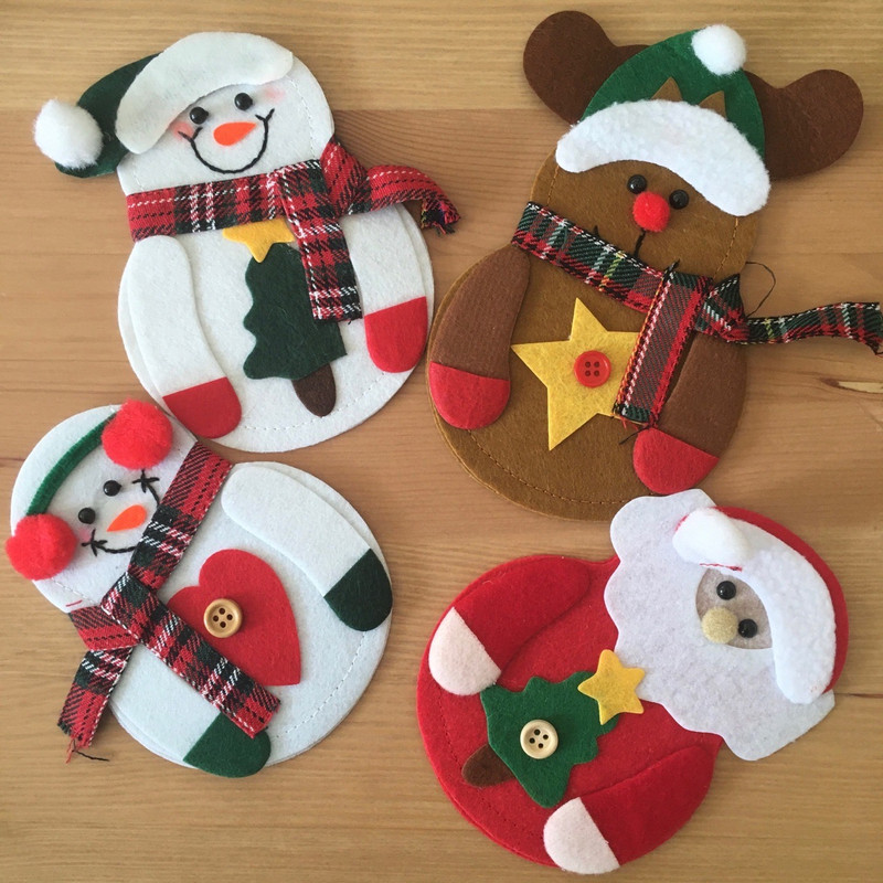 Christmas Dinner Table Ornaments Knife Fork Tableware Holders Christmas Cutlery Bag Pocket 2