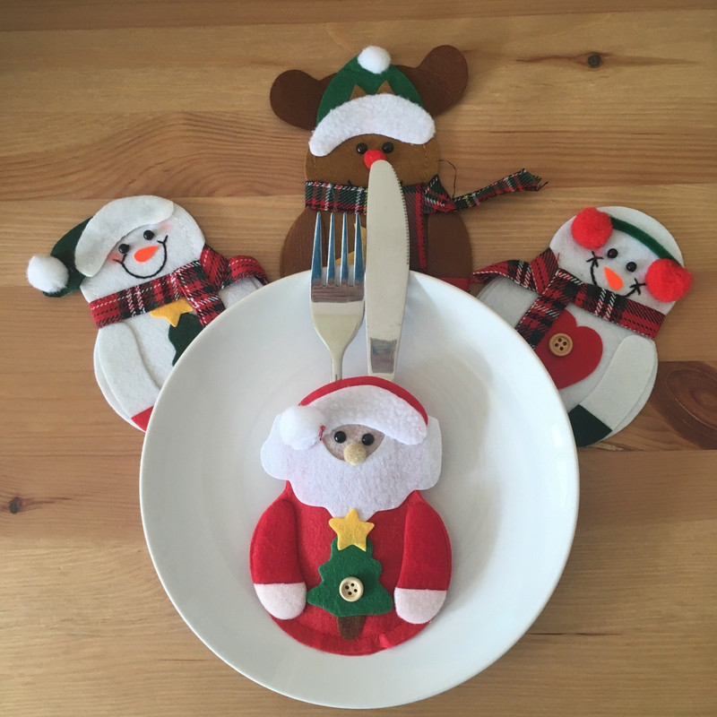 Christmas Dinner Table Ornaments Knife Fork Tableware Holders Christmas Cutlery Bag Pocket 3
