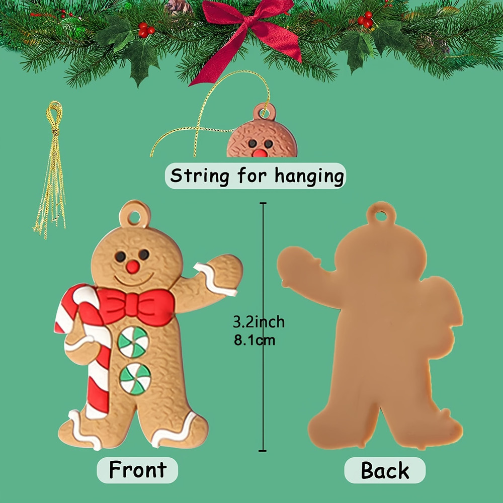 Christmas Tree Hanging Decorations, Gingerbread Man Ornaments, Assorted Plastic for Tree