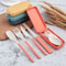 Travel Tableware Set Wheat Straw Camping Cutlery Detachable Dinnerware 0