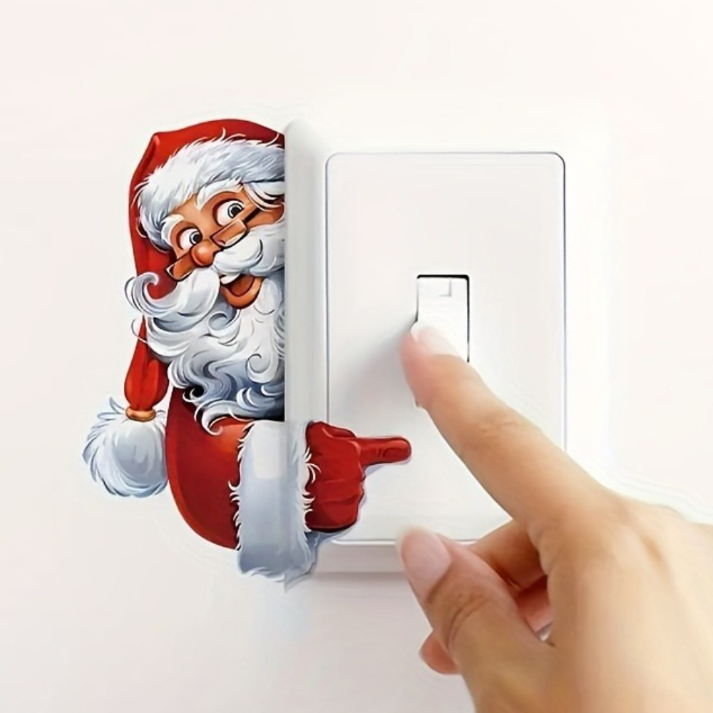 Christmas Decoration Switch And Wall Sticker For Home Selfadhesive Santa Claus And The Snowman Viny 0