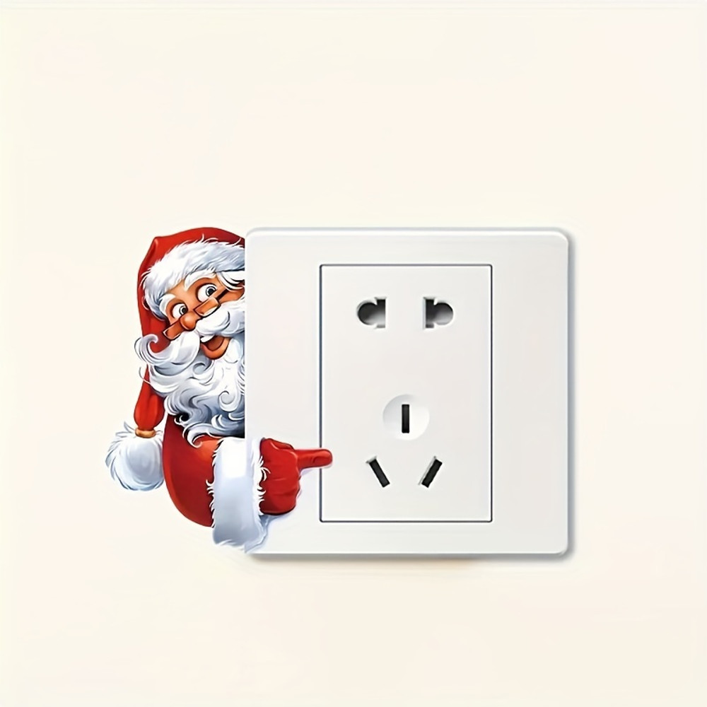 Christmas Decoration Switch And Wall Sticker For Home Selfadhesive Santa Claus And The Snowman Viny 1
