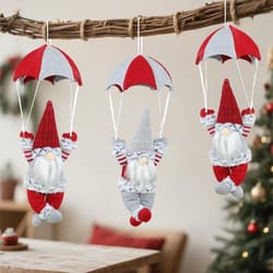 christmas white beard parachuting elderly, parachuting christmas window display, hanging pendants gift