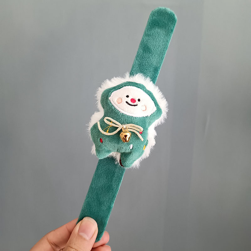 Plush Elk Snowman Circle Bracelet, Christmas Clap Bracelet for Kids, New Year Decor Wrist Band