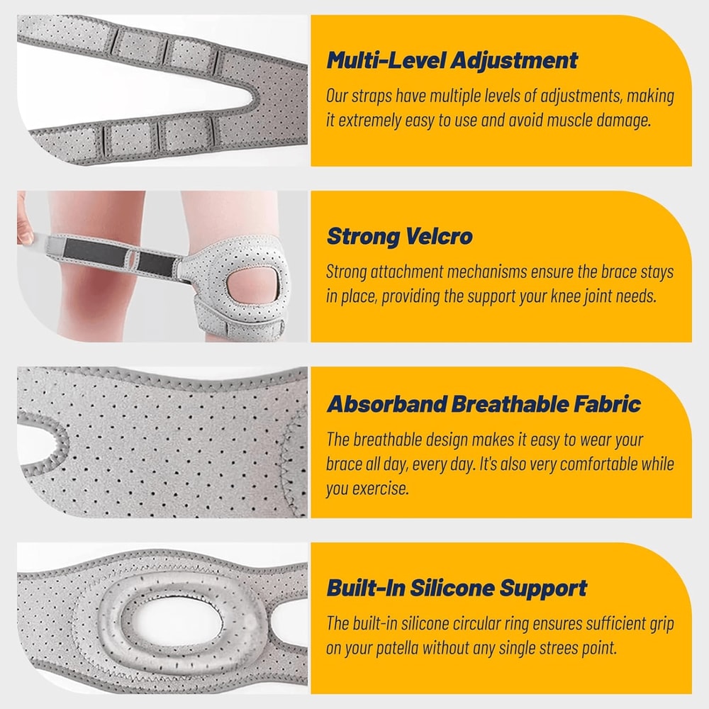 Patellar Tendon Knee Brace Support Strap With Gel Pad Knee Pain Relief Arthritis Stabilizer 7