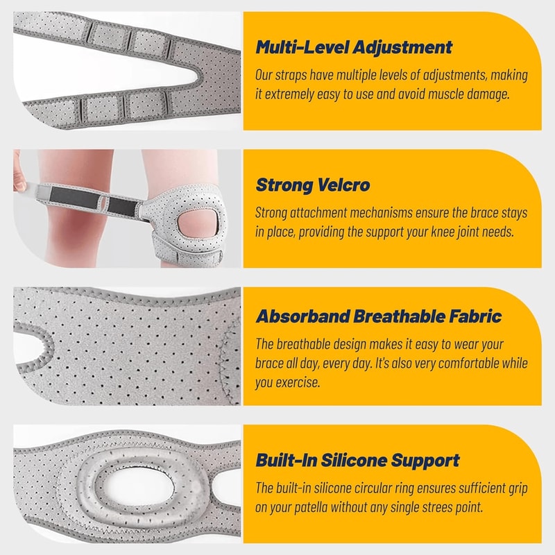 Patellar Tendon Knee Brace Support Strap With Gel Pad Knee Pain Relief Arthritis Stabilizer 7