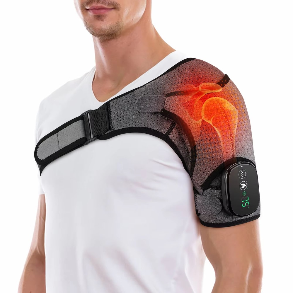 Electric Heating Shoulder Massager Vibration Massage Shoulder Brace Support Belt Arthritis Pain 0