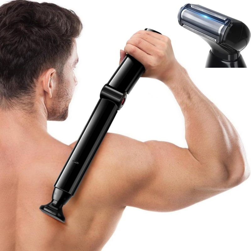 Electric Back Shaver For Men With Foldable Handle For Easy Self Grooming At Home 0