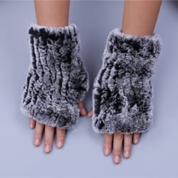 winterrex rabbit fur fingerless gloves soft fluffy fur wrist warmers for women